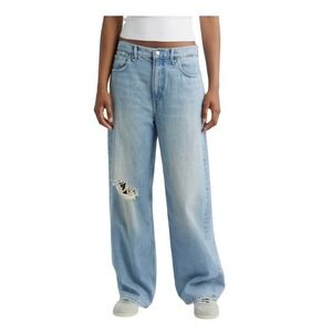 Good American Good Standard Baggy Jeans Indigo Blue Light Wash Denim 15‎